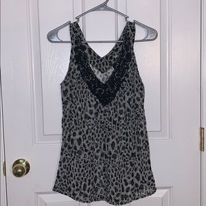 Black and white leopard print tank
